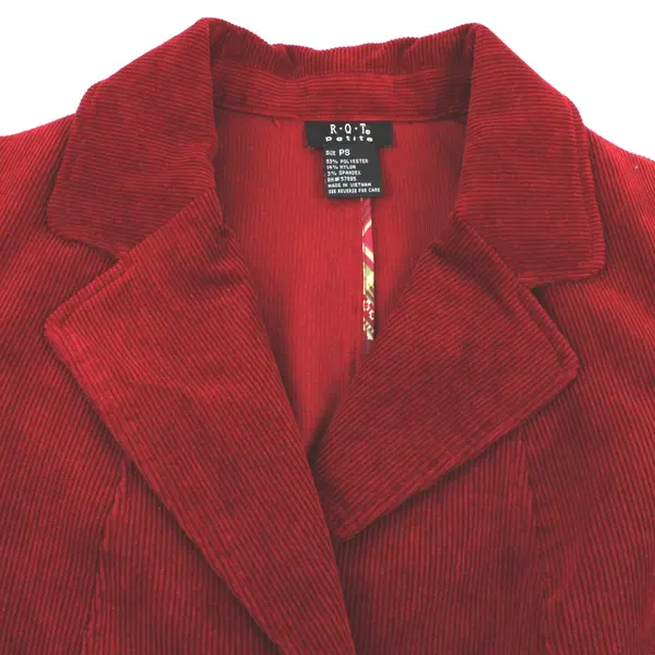 RQT Petite Red Corduroy Button-Down Blazer Size PS