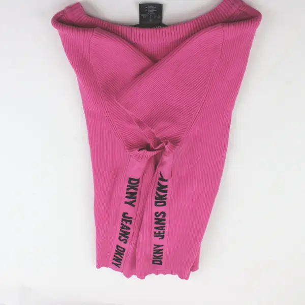 DKNY Jeans Women's Large Hot Pink Ribbed Short Sleeve Top
