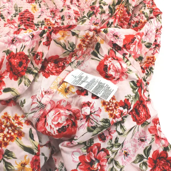 Old Navy Women's Small Pink Yellow Floral Smocked Puff Sleeve Mini Dress