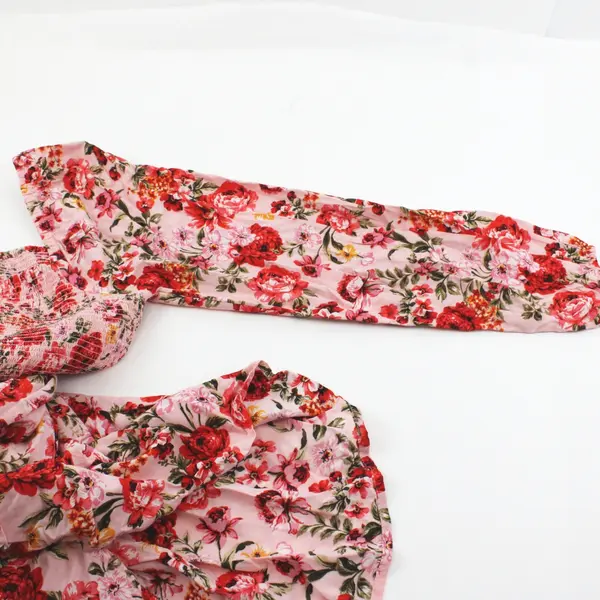 Old Navy Women's Small Pink Yellow Floral Smocked Puff Sleeve Mini Dress