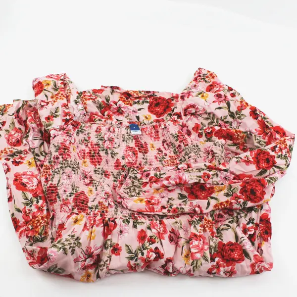 Old Navy Women's Small Pink Yellow Floral Smocked Puff Sleeve Mini Dress