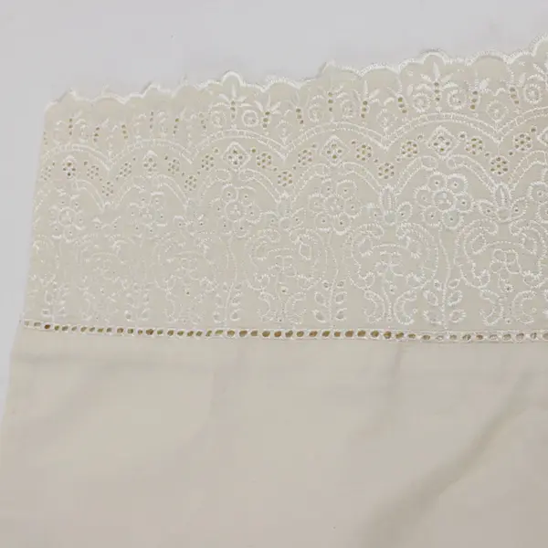Britannica King Size Cotton Pillowcase Cream Cutwork Trim