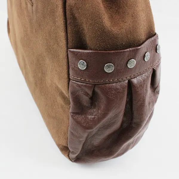 Jody Coyote Brown Suede Leather Studded Tote Bag