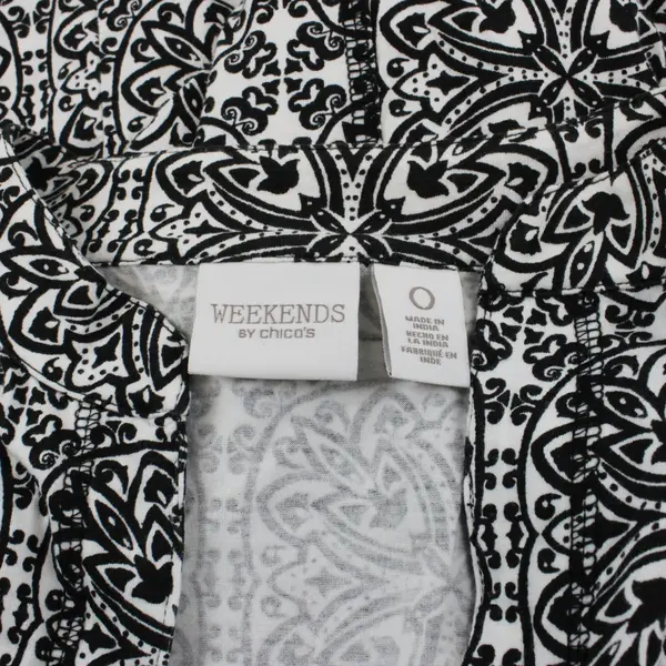 Weekends by Chico's Women's Black White Mandala 3/4 Sleeve Shrug 0