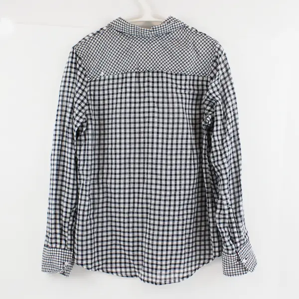 Broome & Allen Women's M Blouse Black/White Gingham 100% Cotton Long Sleeve
