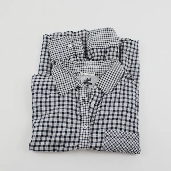 Broome & Allen Women's M Blouse Black/White Gingham 100% Cotton Long Sleeve