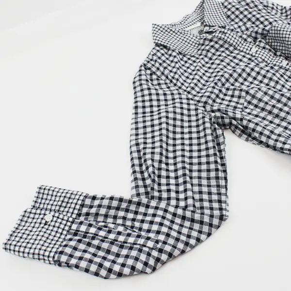 Broome & Allen Women's M Blouse Black/White Gingham 100% Cotton Long Sleeve