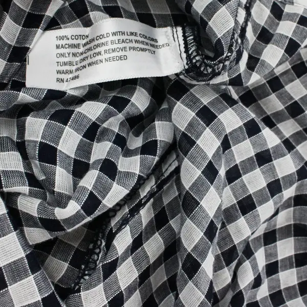 Broome & Allen Women's M Blouse Black/White Gingham 100% Cotton Long Sleeve