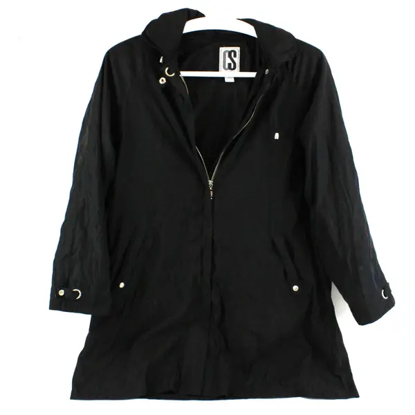 CS Signature Women's Black Windbreaker Jacket Medium Detachable Hood