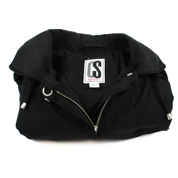 CS Signature Women's Black Windbreaker Jacket Medium Detachable Hood