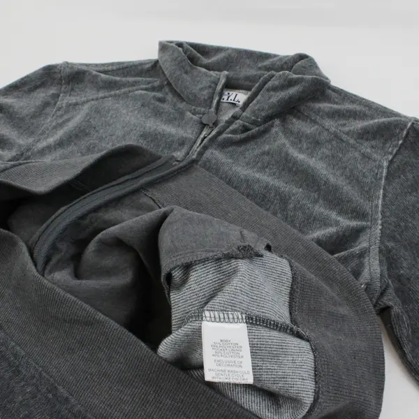 New York Laundry Women's Gray Ribbed Zip-Up Jacket Size PM