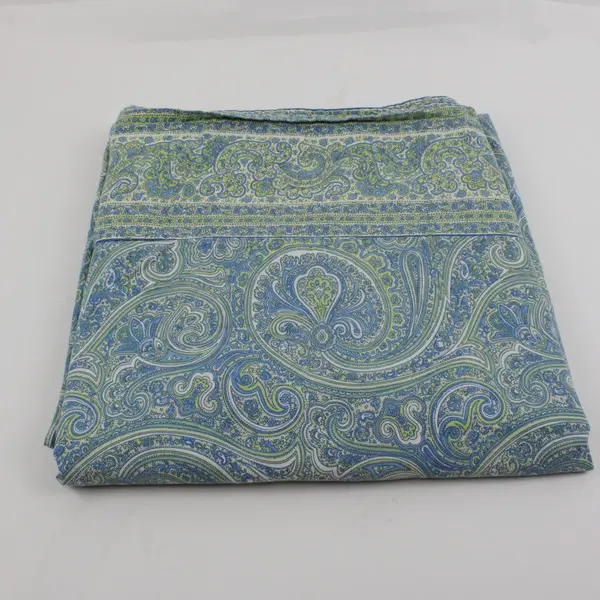 April Cornell Blue Yellow Paisley Cotton Tablecloth 56x110