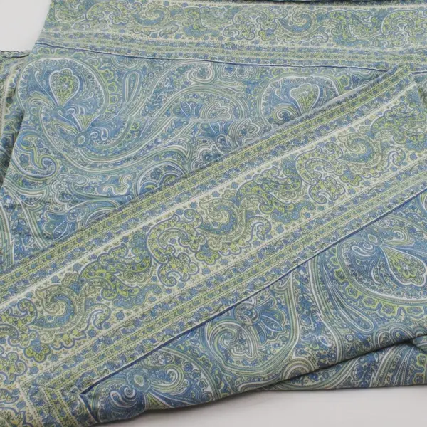 April Cornell Blue Yellow Paisley Cotton Tablecloth 56x110