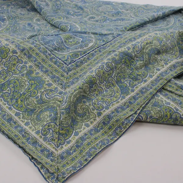 April Cornell Blue Yellow Paisley Cotton Tablecloth 56x110