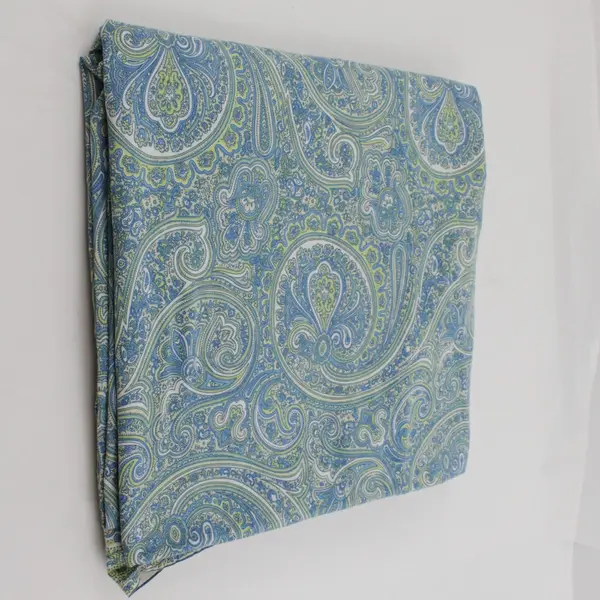 April Cornell Blue Yellow Paisley Cotton Tablecloth 56x110