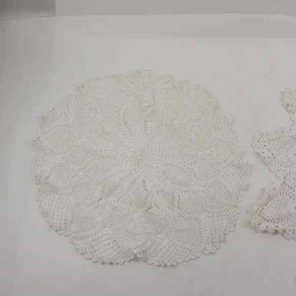 Lot of 5 Off-White Crochet Doilies 11-24" Assorted Sizes Craft Decor