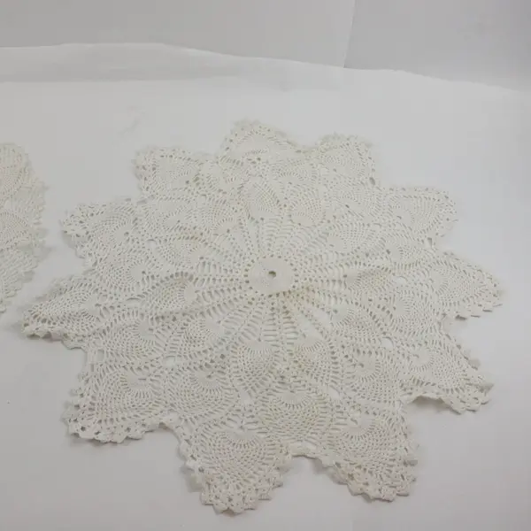 Lot of 5 Off-White Crochet Doilies 11-24" Assorted Sizes Craft Decor