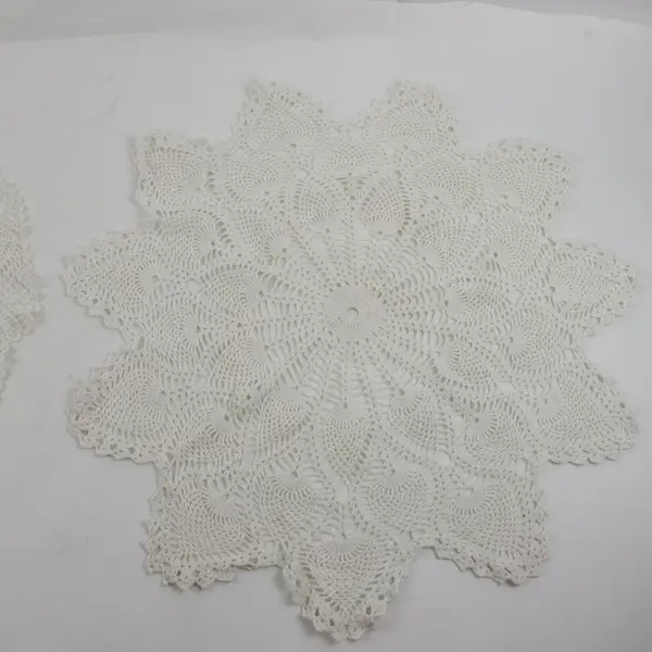 Lot of 5 Off-White Crochet Doilies 11-24" Assorted Sizes Craft Decor
