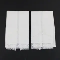 Set of 2 Off-White Embroidered Lace Trim Fingertip Towels