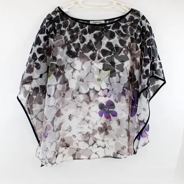 Quintessential Women's Small Sheer Floral Print Poncho Top