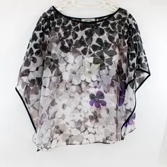 Quintessential Women's Small Sheer Floral Print Poncho Top