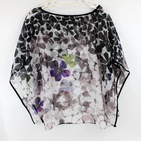 Quintessential Women's Small Sheer Floral Print Poncho Top