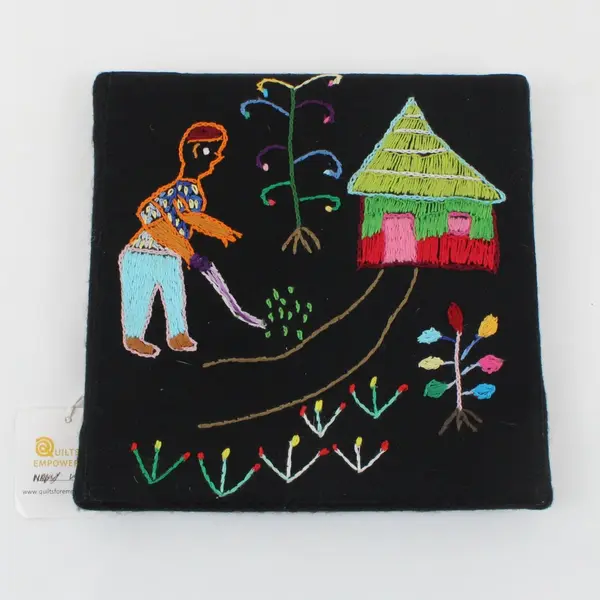 Quilts For Empowerment Hand-Embroidered Wall Art 8x8 Inch