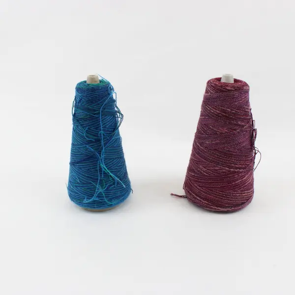 Lot of 2 Partial Wool Yarn Cones Purple Blue Knitting Crochet