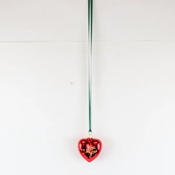 Christmas Cottage Lot of 2 Glass Christmas Ornaments Red Heart White Round