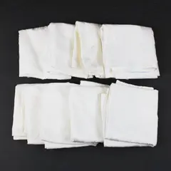 Set of 8 White Damask Cloth Napkins Textured Table Linens FLAWED