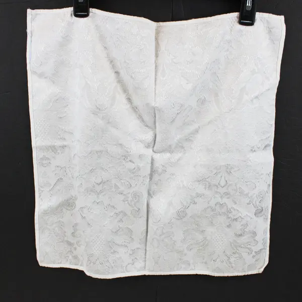 Set of 8 White Damask Cloth Napkins Textured Table Linens FLAWED