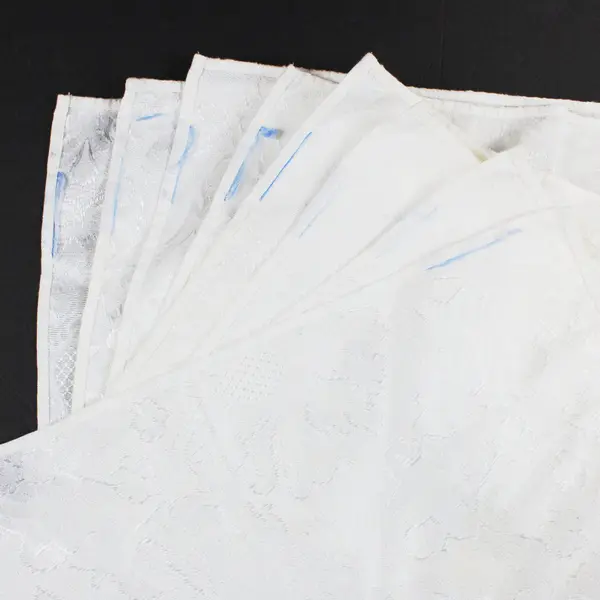 Set of 8 White Damask Cloth Napkins Textured Table Linens FLAWED
