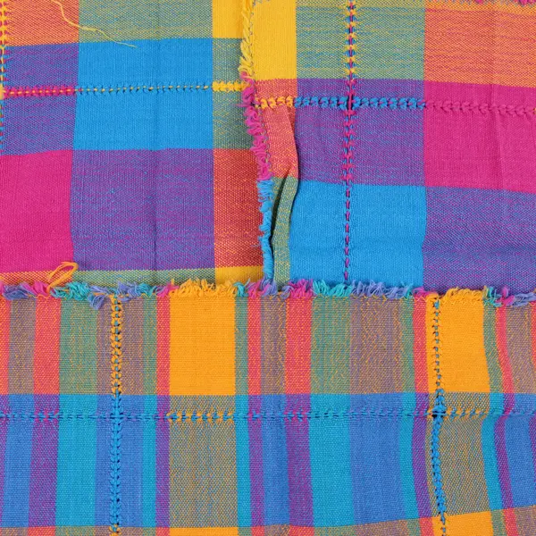 Lot of 6 Rainbow Plaid Fabric Table Placemats 14 x 13.5 In