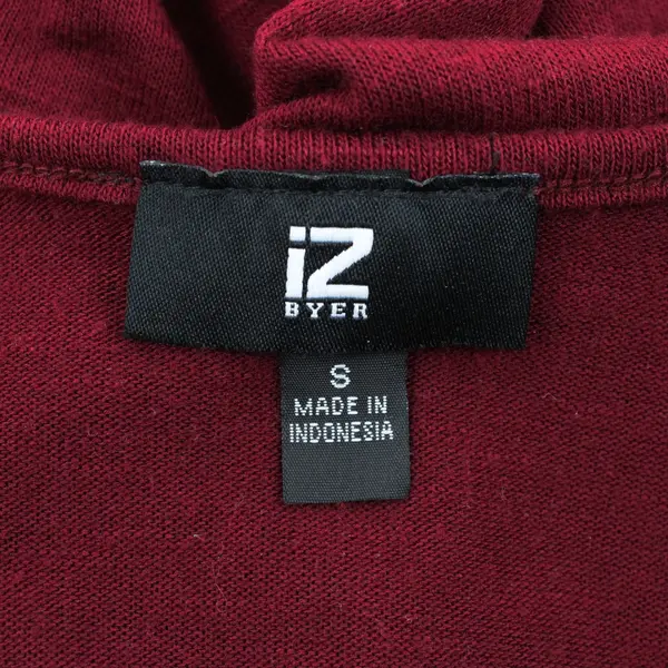 IZ Byer Women's Burgundy V-Neck 3/4 Sleeve Asymmetrical Knit Top Small