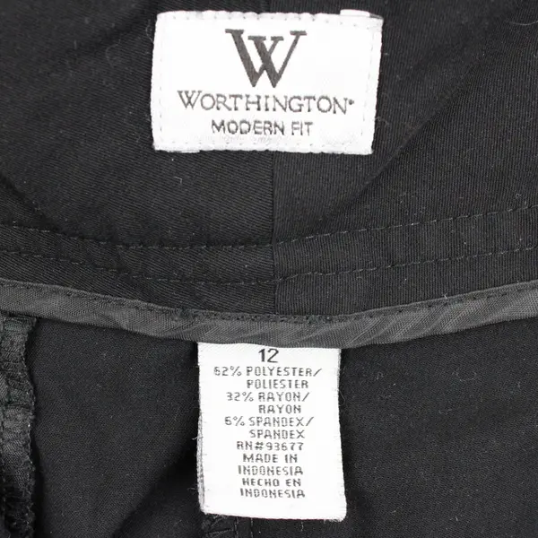 Worthington Women's Black Wide Leg Pants Size 12 Modern Fit Office Workwear