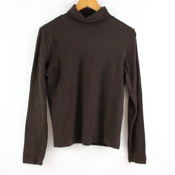 Cherokee Women's Medium Dark Brown Cotton Turtleneck Pullover Sweater
