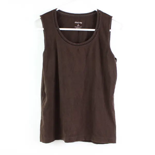 White Stag Women's Medium 8-10 Dark Brown Tank Top Crocheted Neckline