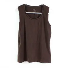 White Stag Women's Medium 8-10 Dark Brown Tank Top Crocheted Neckline