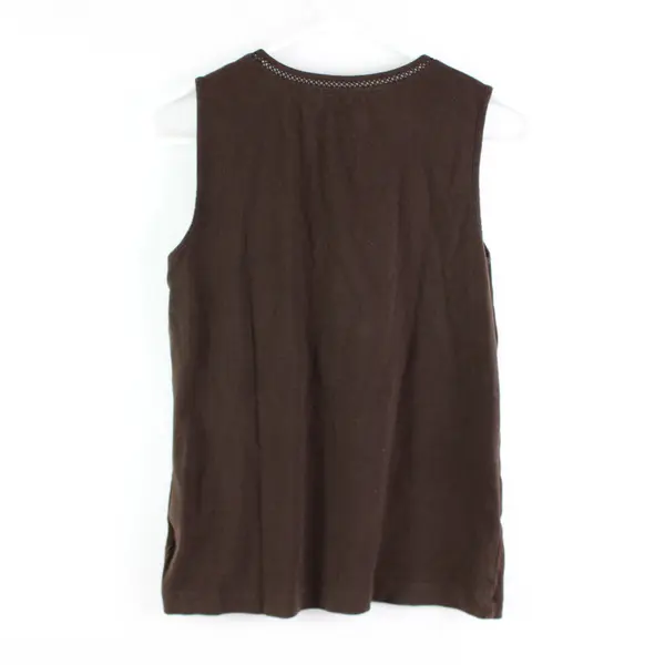 White Stag Women's Medium 8-10 Dark Brown Tank Top Crocheted Neckline