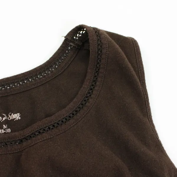 White Stag Women's Medium 8-10 Dark Brown Tank Top Crocheted Neckline