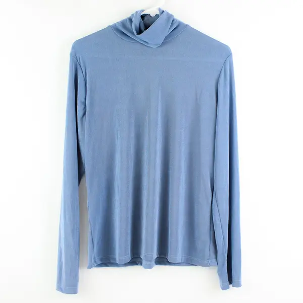 Susan Lawrence Women's XL Shimmery Blue Long Sleeve Turtleneck Top