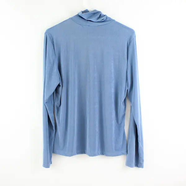 Susan Lawrence Women's XL Shimmery Blue Long Sleeve Turtleneck Top