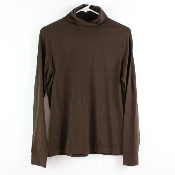 Cherokee Women's Medium Brown Cotton Turtleneck Pullover Sweater