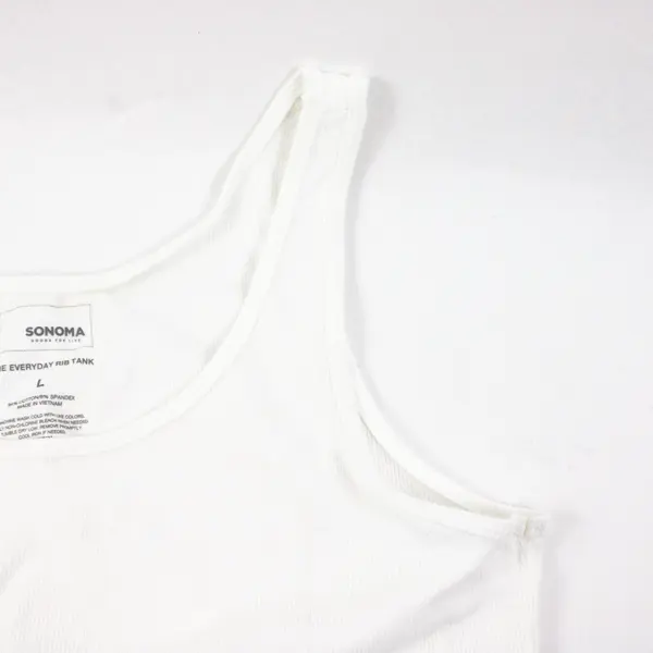 Sonoma Women's Ribbed Cotton Tank Top White Size Large