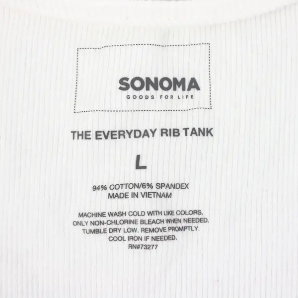 Sonoma Women's Ribbed Cotton Tank Top White Size Large
