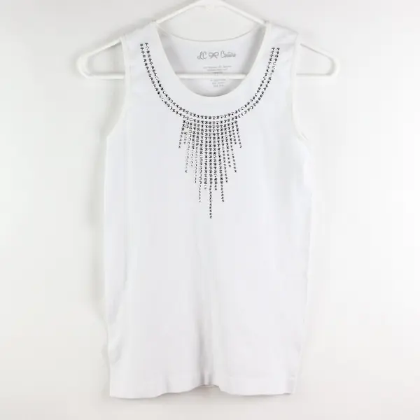 LC Couture Women's White Bedazzled Neckline Tank Top S/M