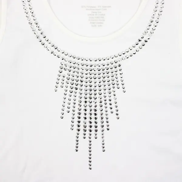 LC Couture Women's White Bedazzled Neckline Tank Top S/M