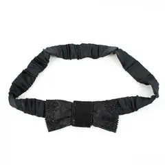 Black Beaded Bow Belt Stretch Waist 33-37 Inch Women's