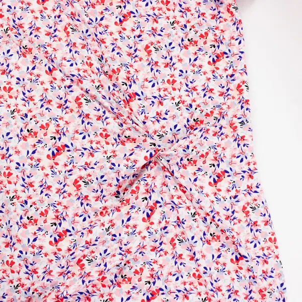 Magic Fit Women's M Floral Pullover Dress Pink Red Blue Short Sleeve Knee Length