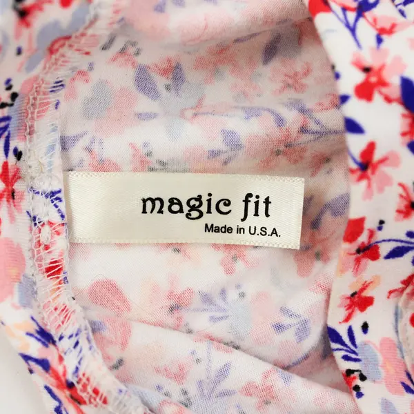 Magic Fit Women's M Floral Pullover Dress Pink Red Blue Short Sleeve Knee Length